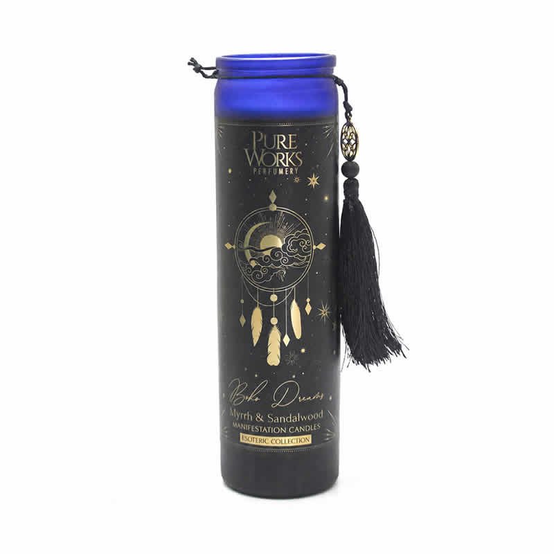 22134 Candela Esoterica Aromatica Sogni Boho - Blu - MIRRA E SANDALO