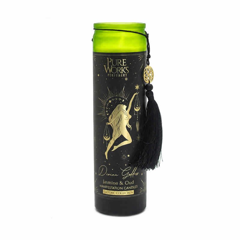 22135 Candela Esoterica Aromatica Dea Divina - Verde - GELSOMINO E LEGNO D'AGAR