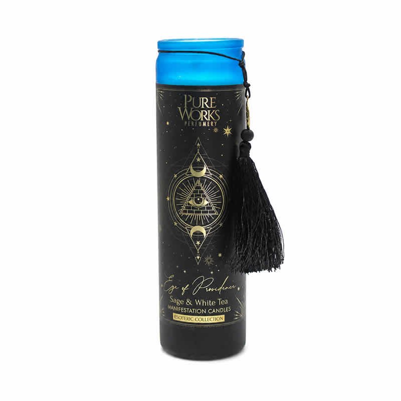 22136 Candela Esoterica Aromatica Occhio della Provvidenza - Azzurra - SALVIA E THE BI