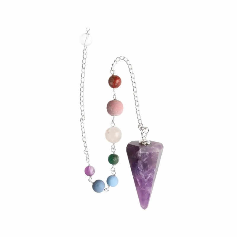 22177 Pendente sfaccettato di ametista con chakra (FAC35)