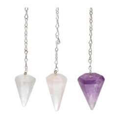 Set da 3 pendoli - ametista, quarzo rosa e quarzo
