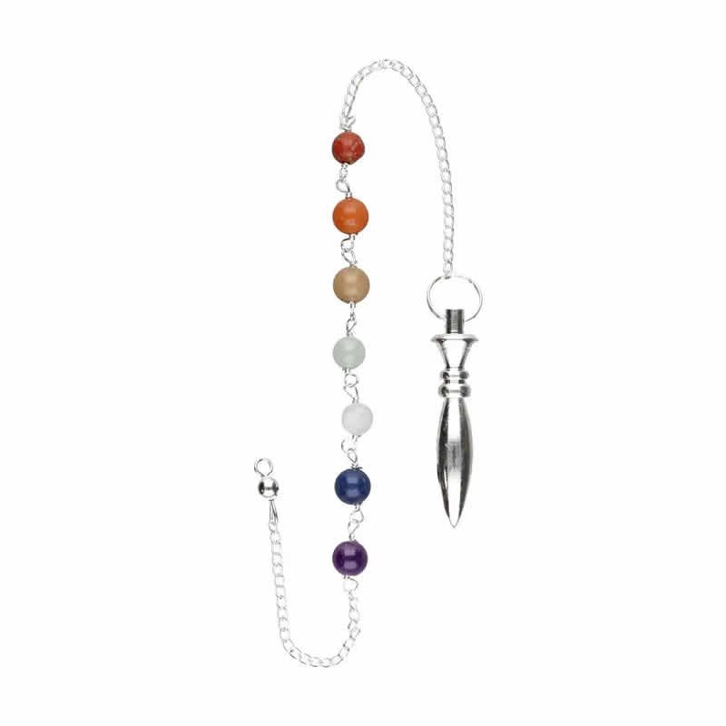 22150 Pendolo Karnak in Bagno d'Argento con Chakra (PLA19)